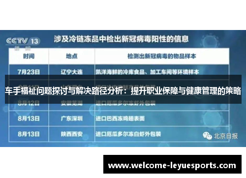 车手福祉问题探讨与解决路径分析：提升职业保障与健康管理的策略