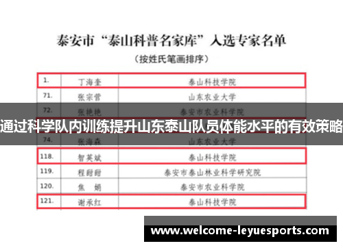 通过科学队内训练提升山东泰山队员体能水平的有效策略